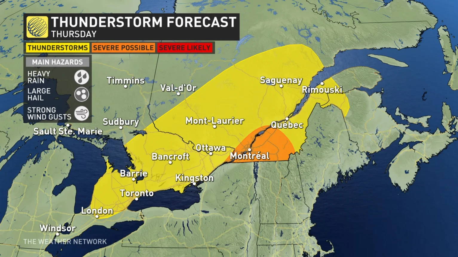 ON QC Rain Risk Thursday