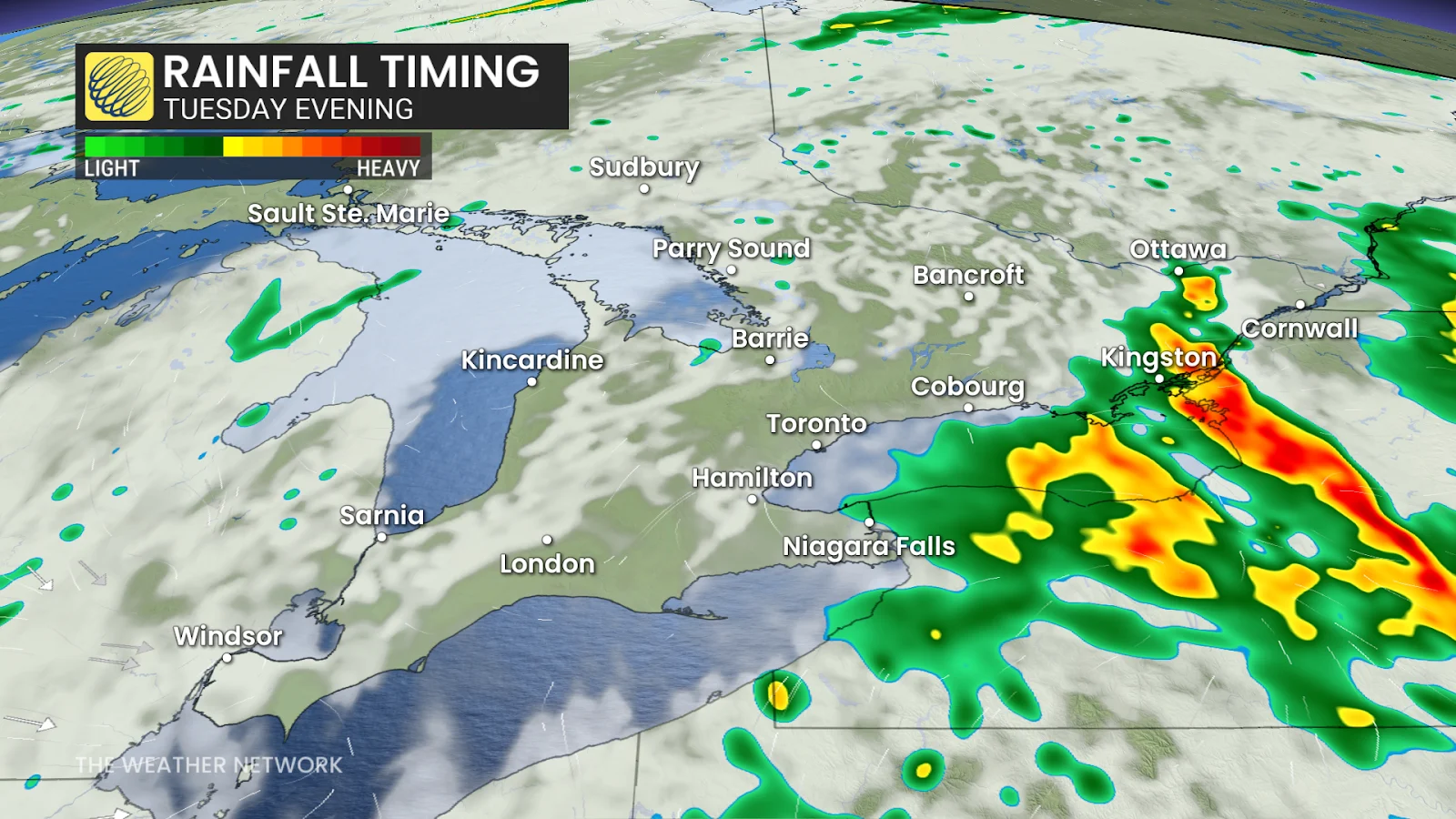 Ontario forecast radar precipitation Tuesday evening - May 6, 2025