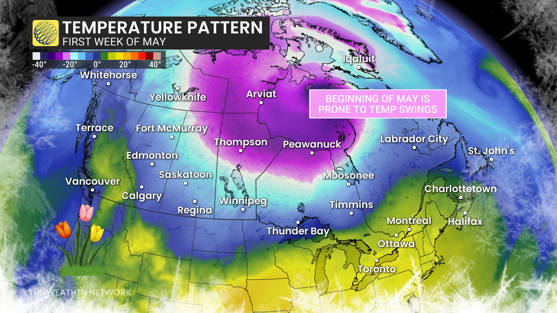 Temperature pattern for first week of May