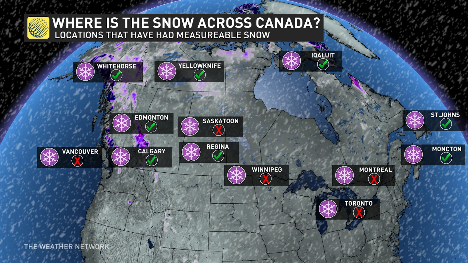 Where has it snowed across Canada November 7 2024