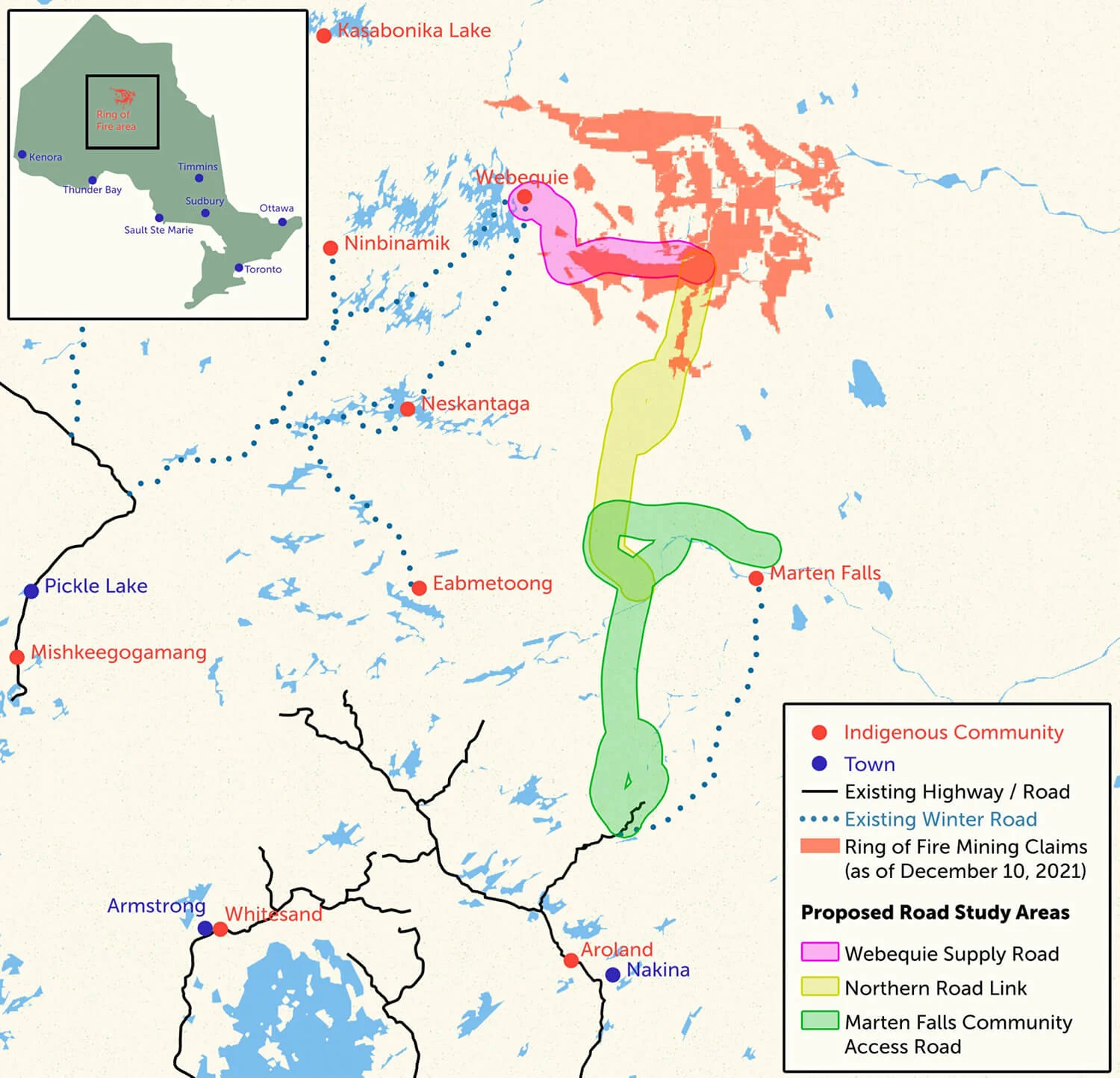 Map of Ring of Fire and Road