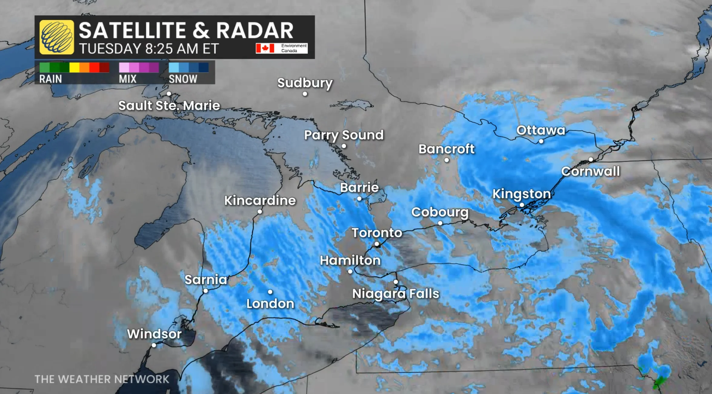 Southern Ontario snow radar - April 7,  2026