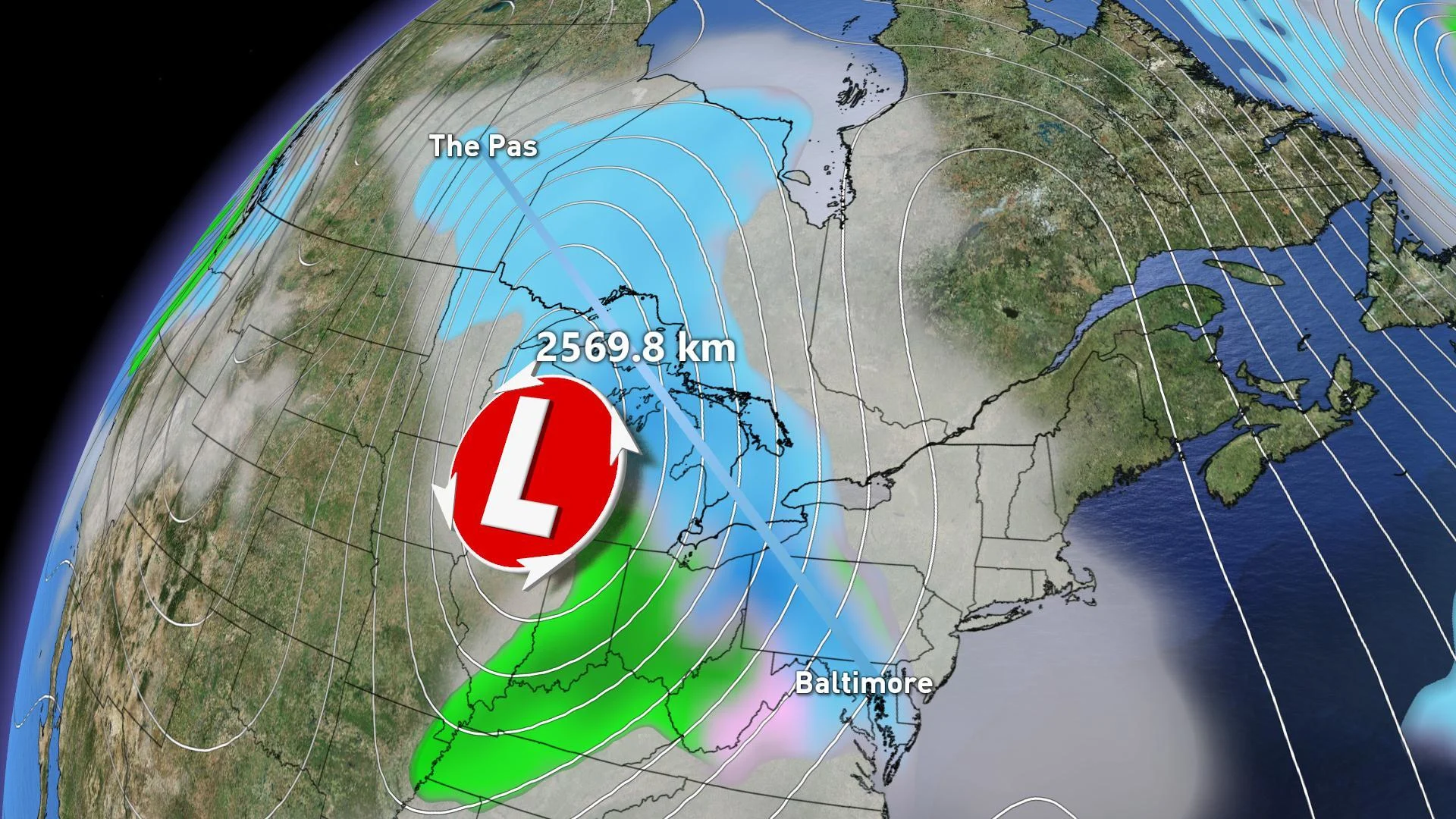 Massive weekend snowstorm spans more than 2500 km