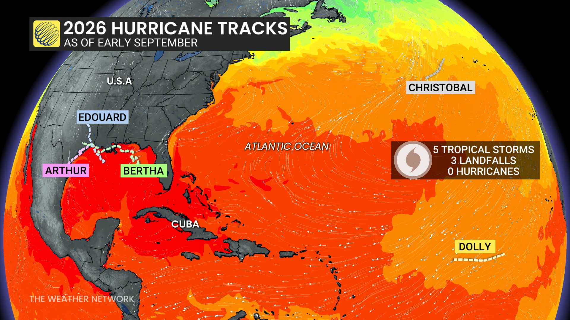 Baron - 2026 hurricane tracks as of September