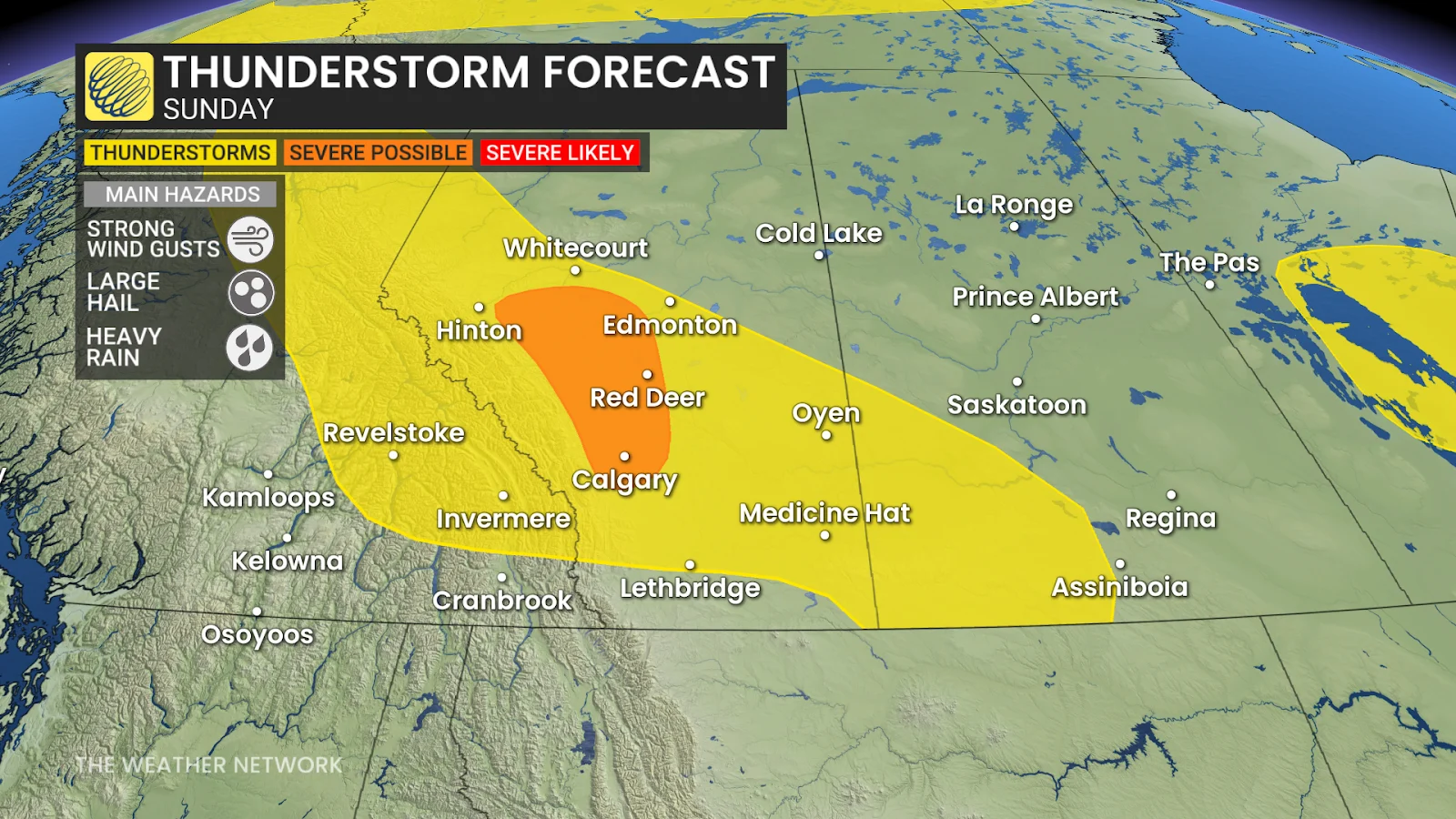 Sunday thunderstorm forecast Prairies