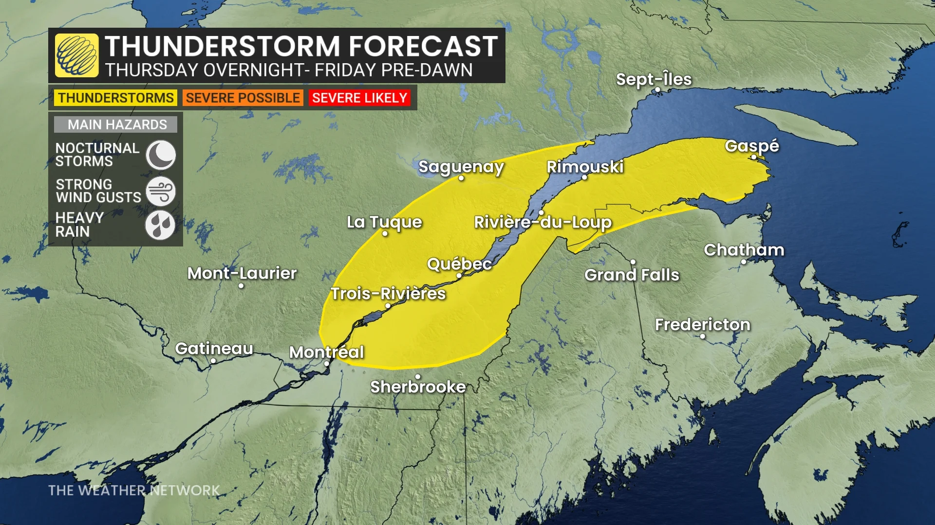Baron - Quebec storm risk Thursday overnight - June19