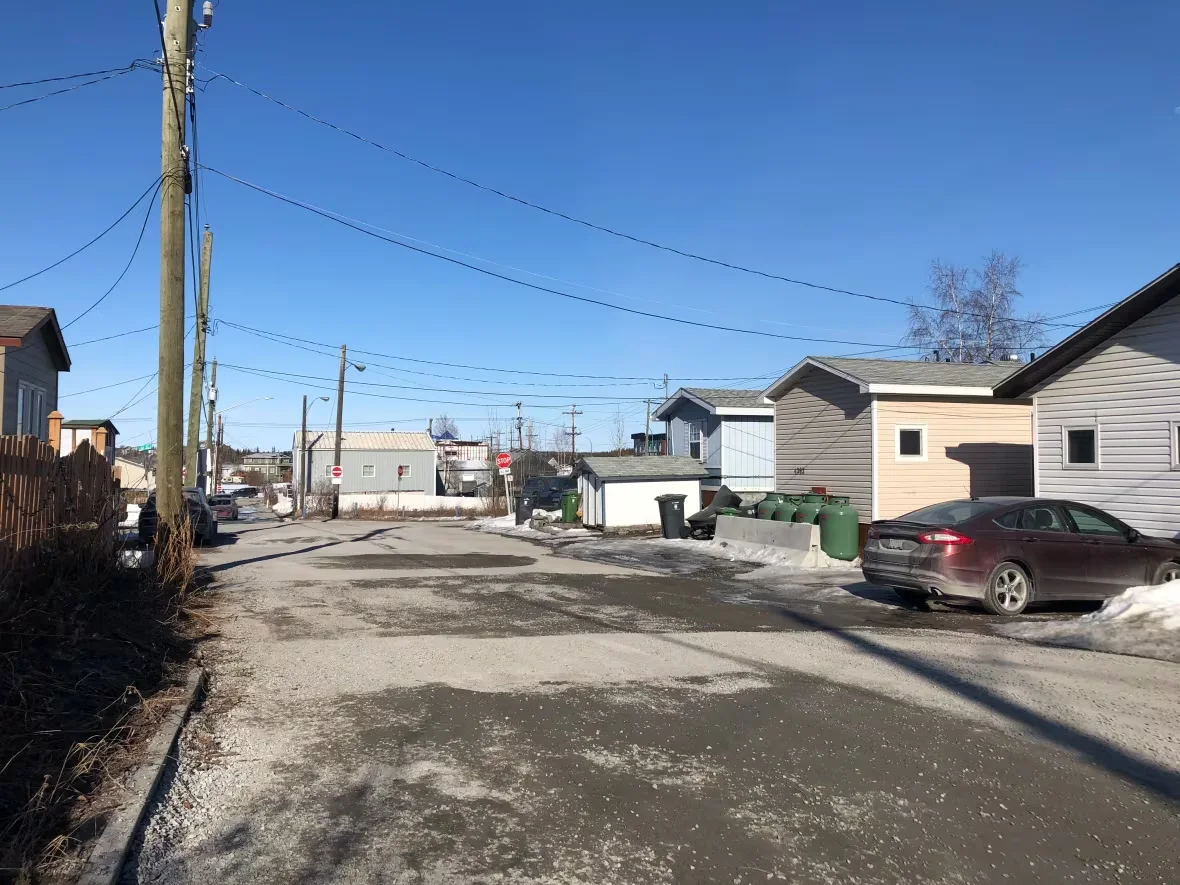 (CBC) Patched street Yellowknife April 21 2024