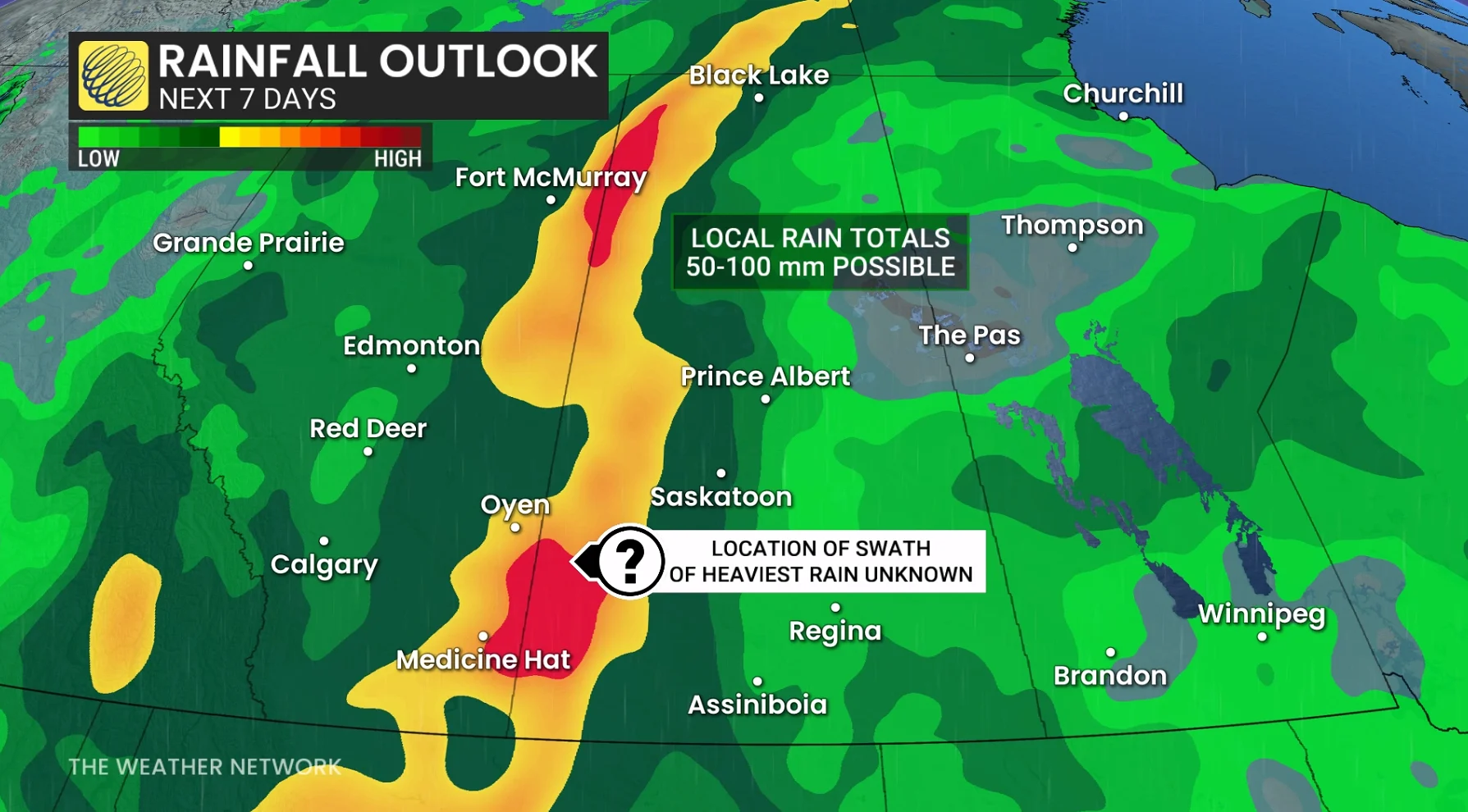 Prairies forecast 7-day rainfall totals - May 27, 2026