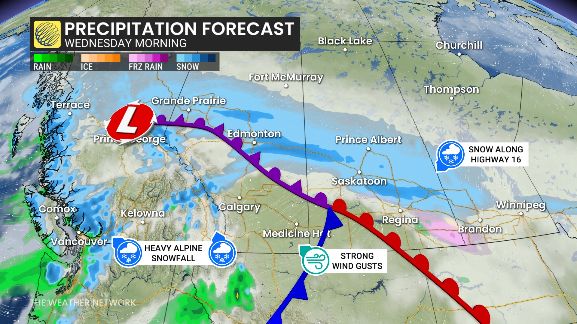 Baron - Western Canada Wednesday morning precipitation - Mar 23