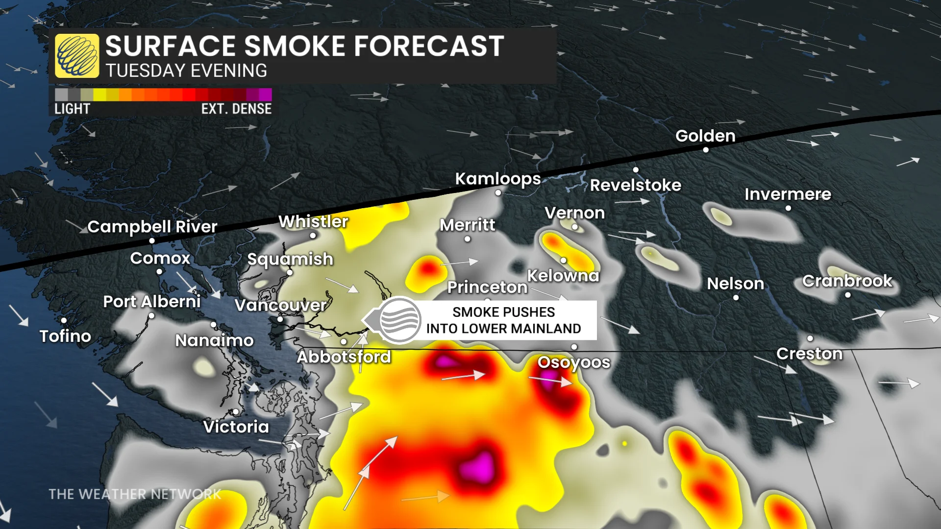 Baron - BC smoke Tuesday evening - Aug 4