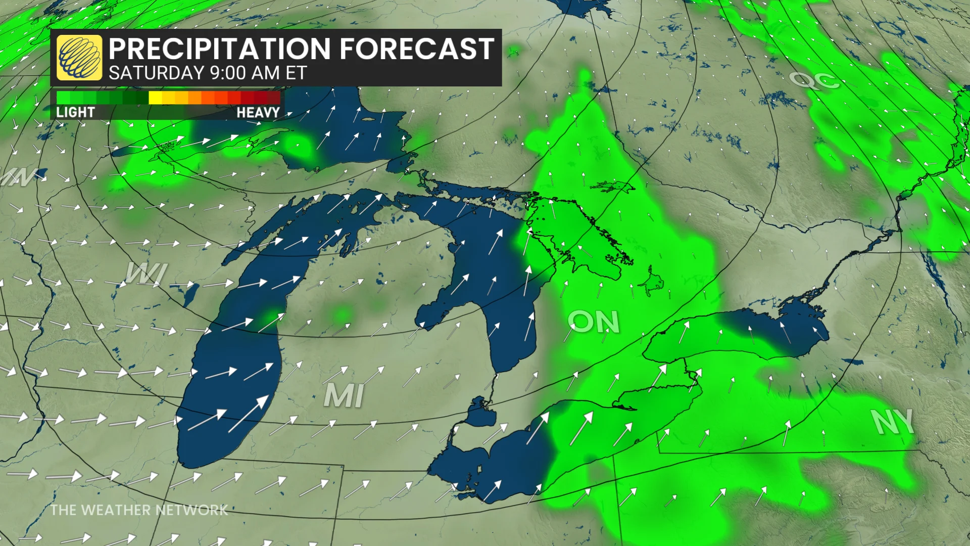 Saturday morning Ontario precipitation forecast