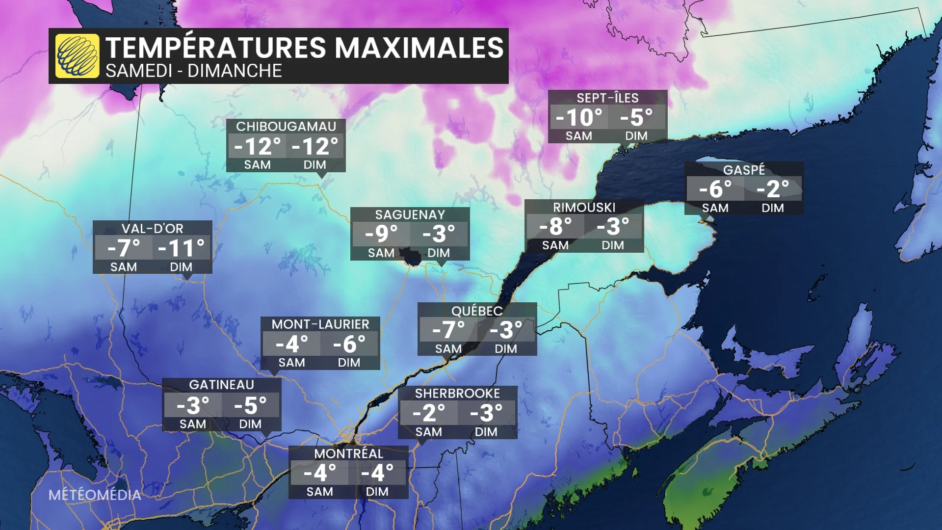 temperatures fin de semaine