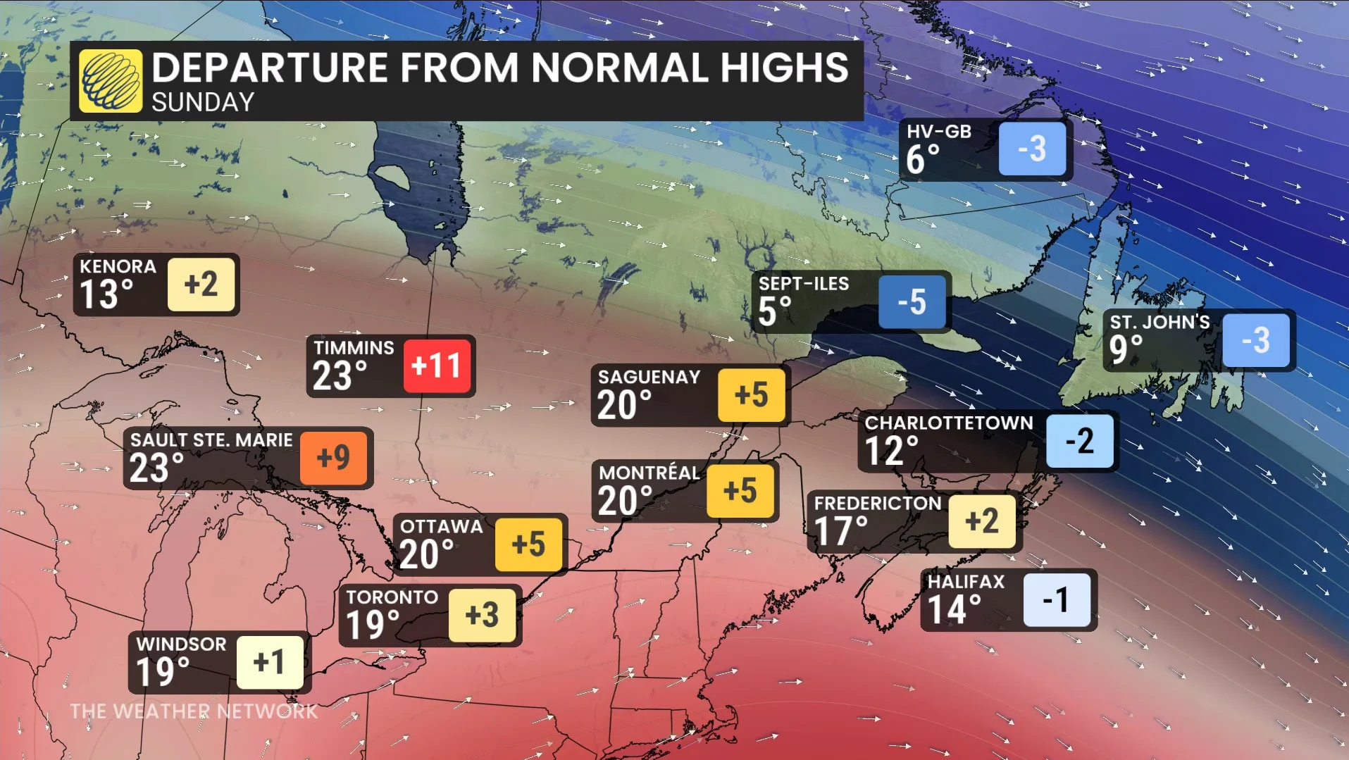 Thanksgiving Temperature Anomalies Eastern Canada