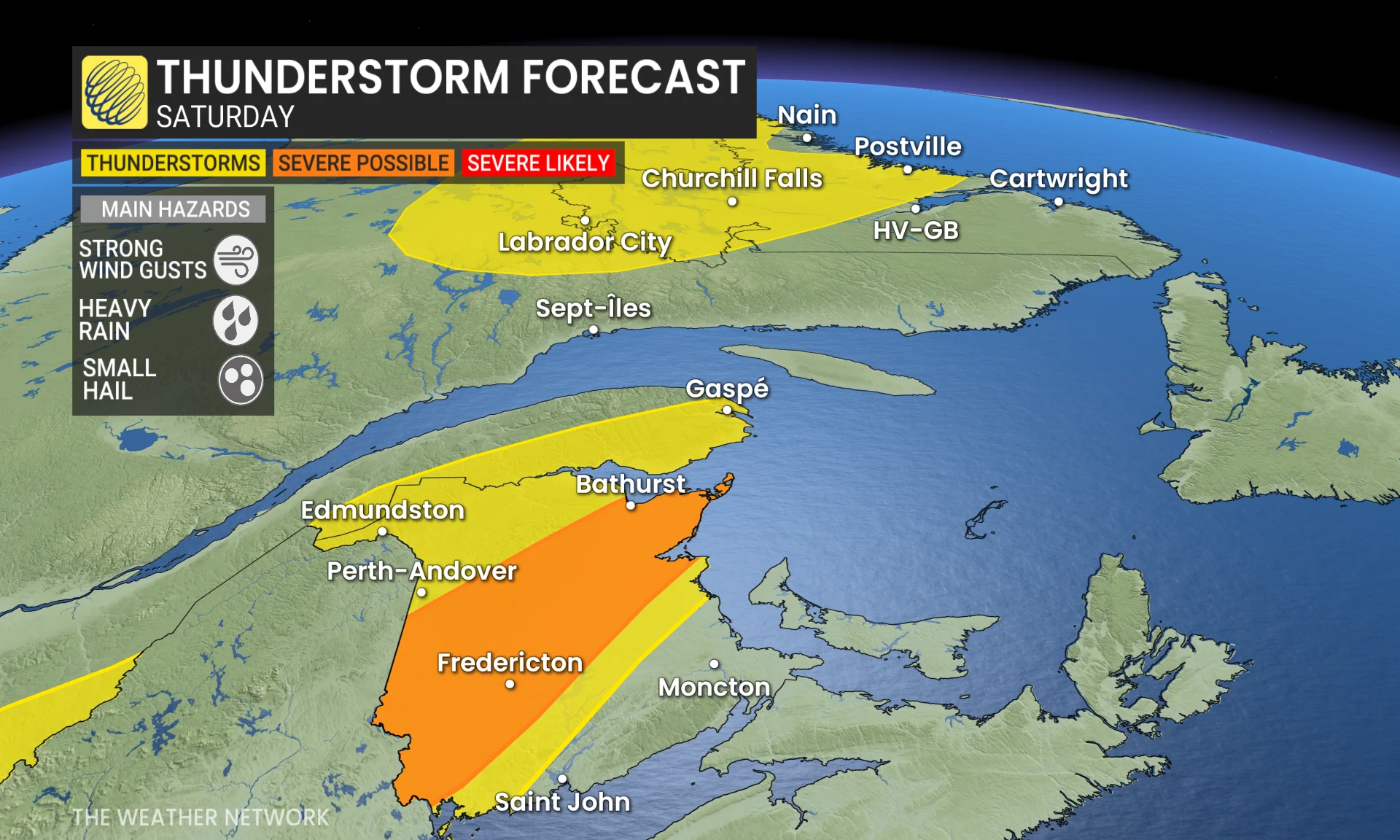 Atlantic Canada storm risk Saturday