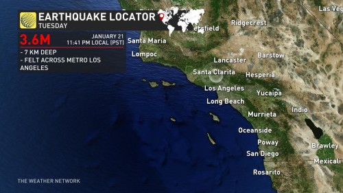 The Weather Network Magnitude 36 Earthquake Hits Southern California Shaking Felt In La Area