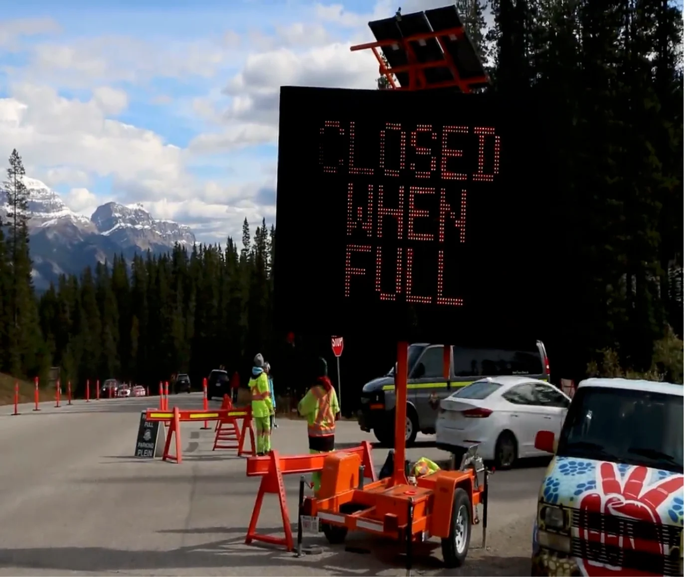 TWN: In a normal year Banff parking lots fill up quickly during peak golden larch season, so consider leaving early. Some areas, like Moraine Lake are now closed to personal cars completely, and need to be accessed via shuttle, so make sure to do a bit of parking research if driving to your destination!