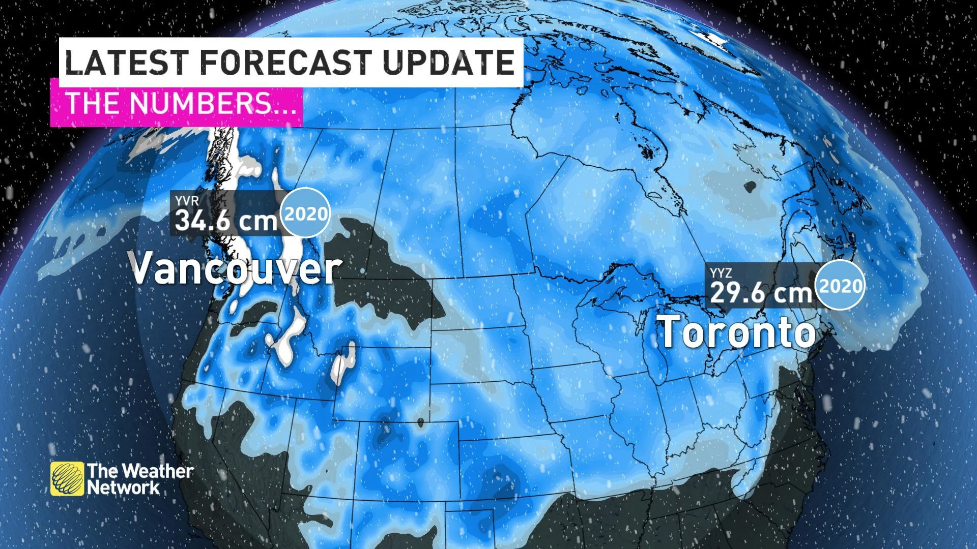 toronto versus vancouver snowfall for january