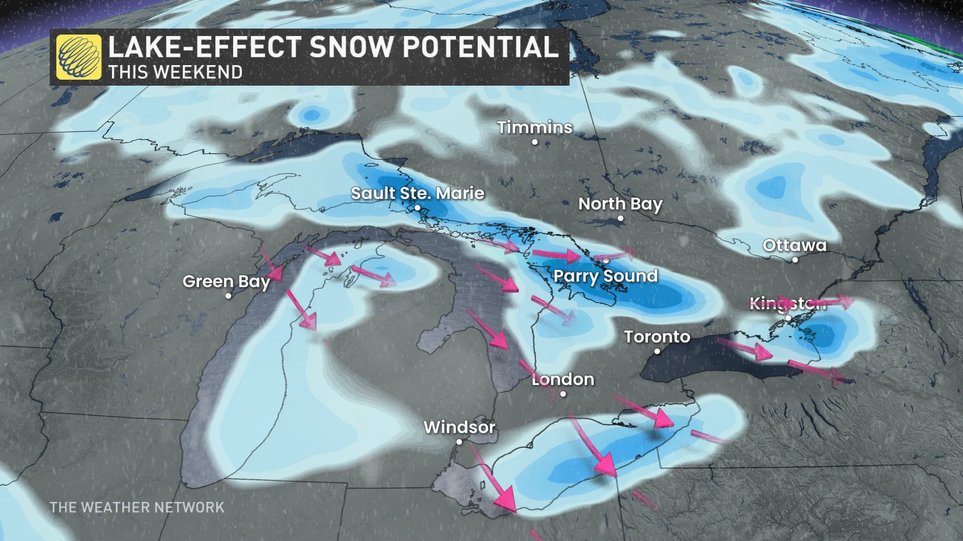 Ontario lake-effect snow potential this weekend