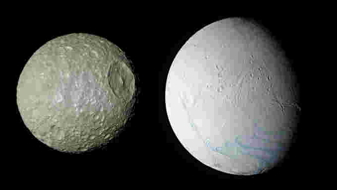 Mimas Enceladus color 