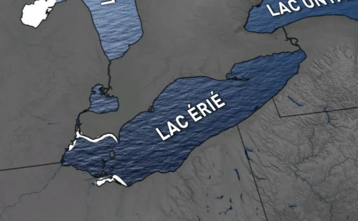 Anormal : absence quasi-totale de glace sur le lac Érié.