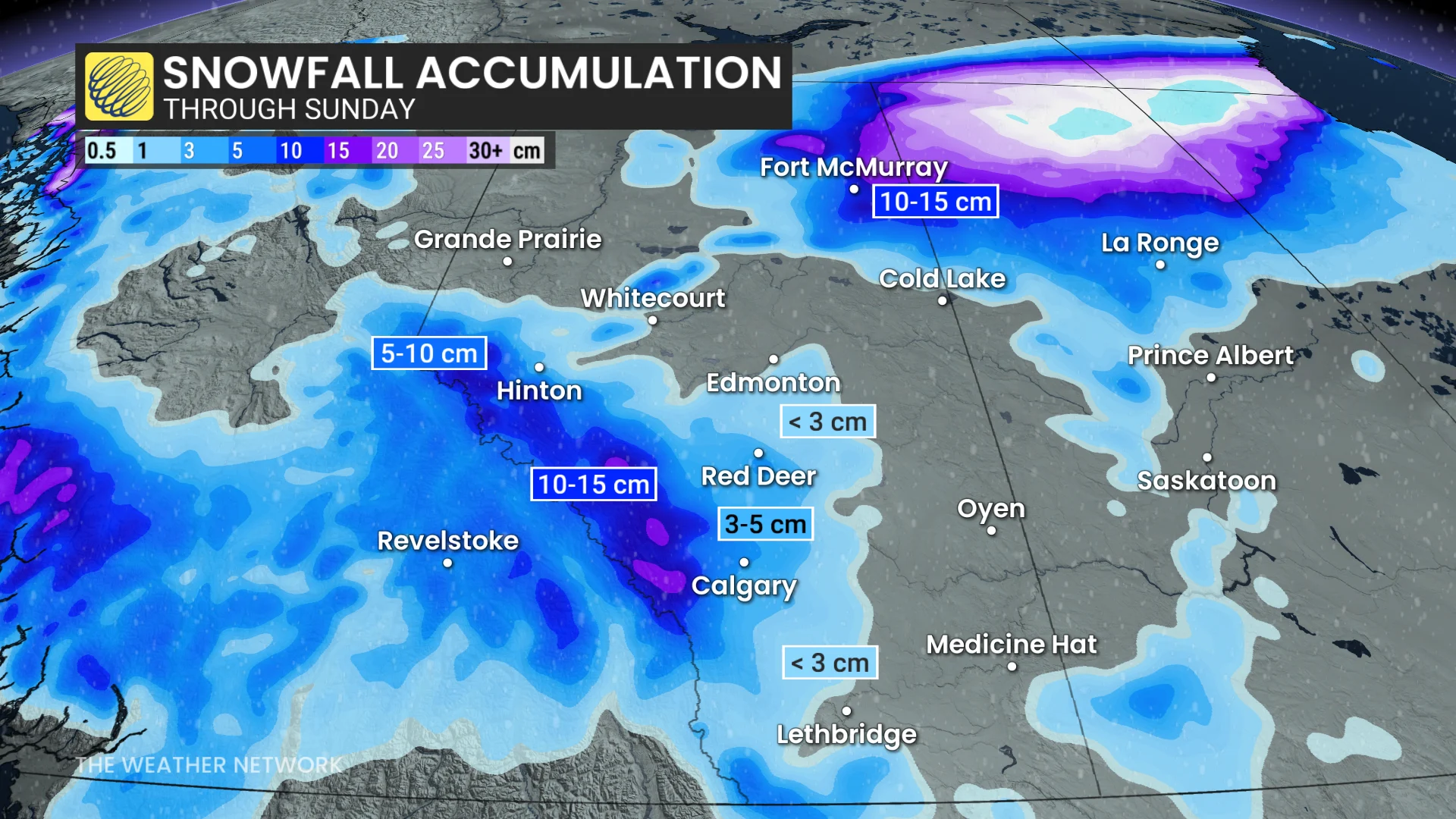 Prairies snowfall through Sunday
