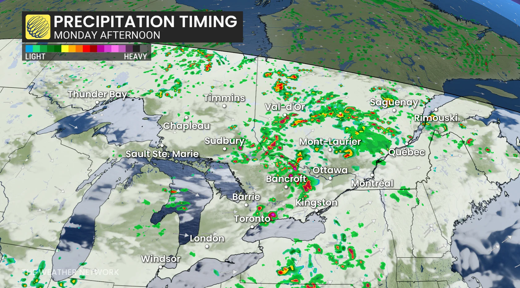 Ontario and Quebec forecast Monday afternoon storms - Aug. 9, 2026
