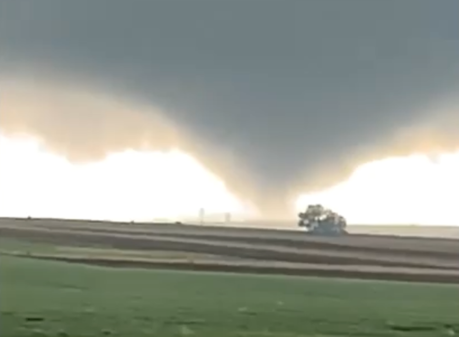 When a very rare clockwise spinning tornado touched down in South Dakota