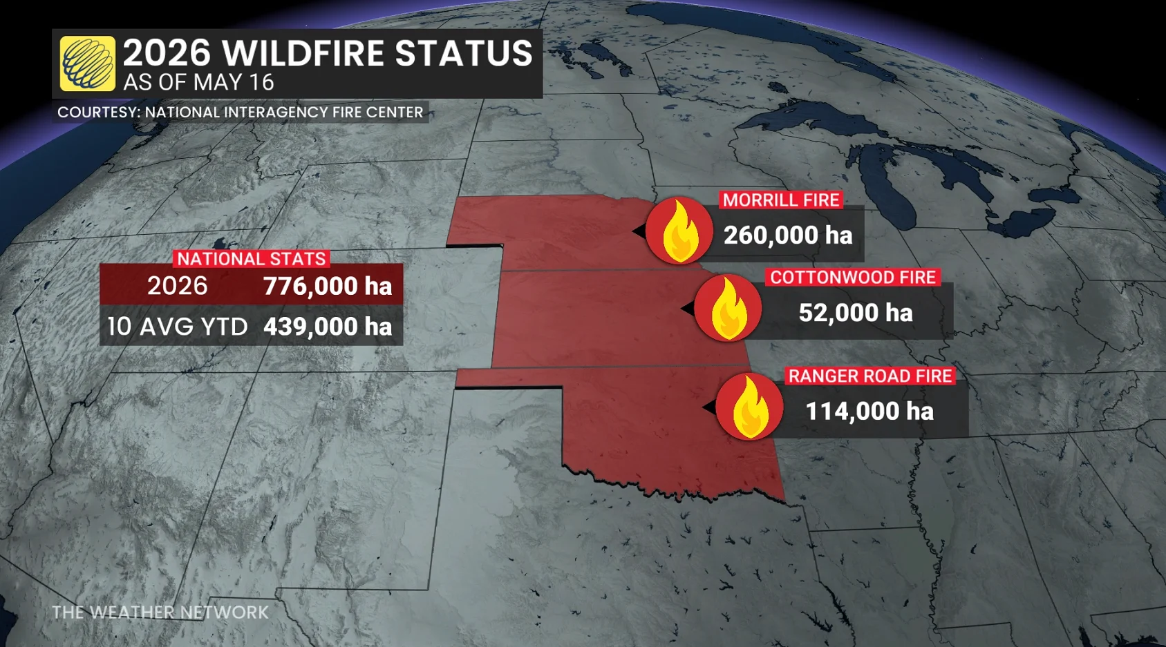 U.S. 2026 wildfire status as of May 16