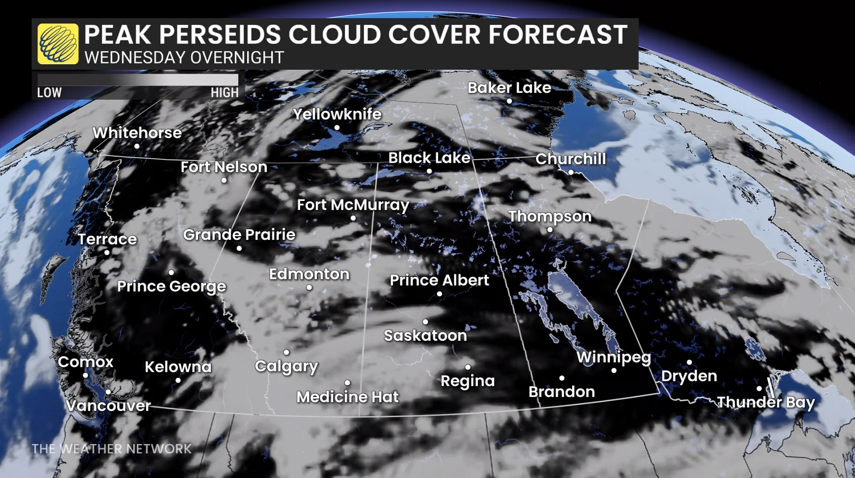 Perseids 2026 Cloud Conditions - West