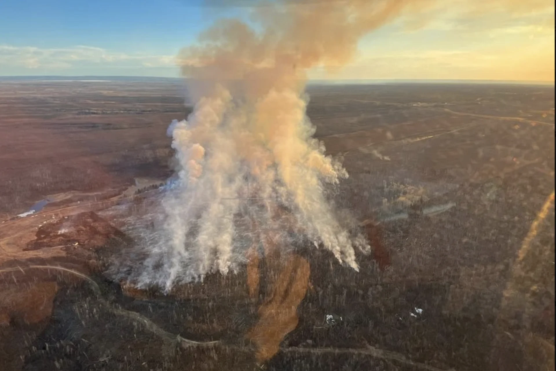 Alberta Wildfire - Public Domain - This wildfire is located approximately 4.5 km east of Saprae Creek Estates. April 23, 2024. Twitter: https://twitter.com/AlbertaWildfire/status/1782458055462092862