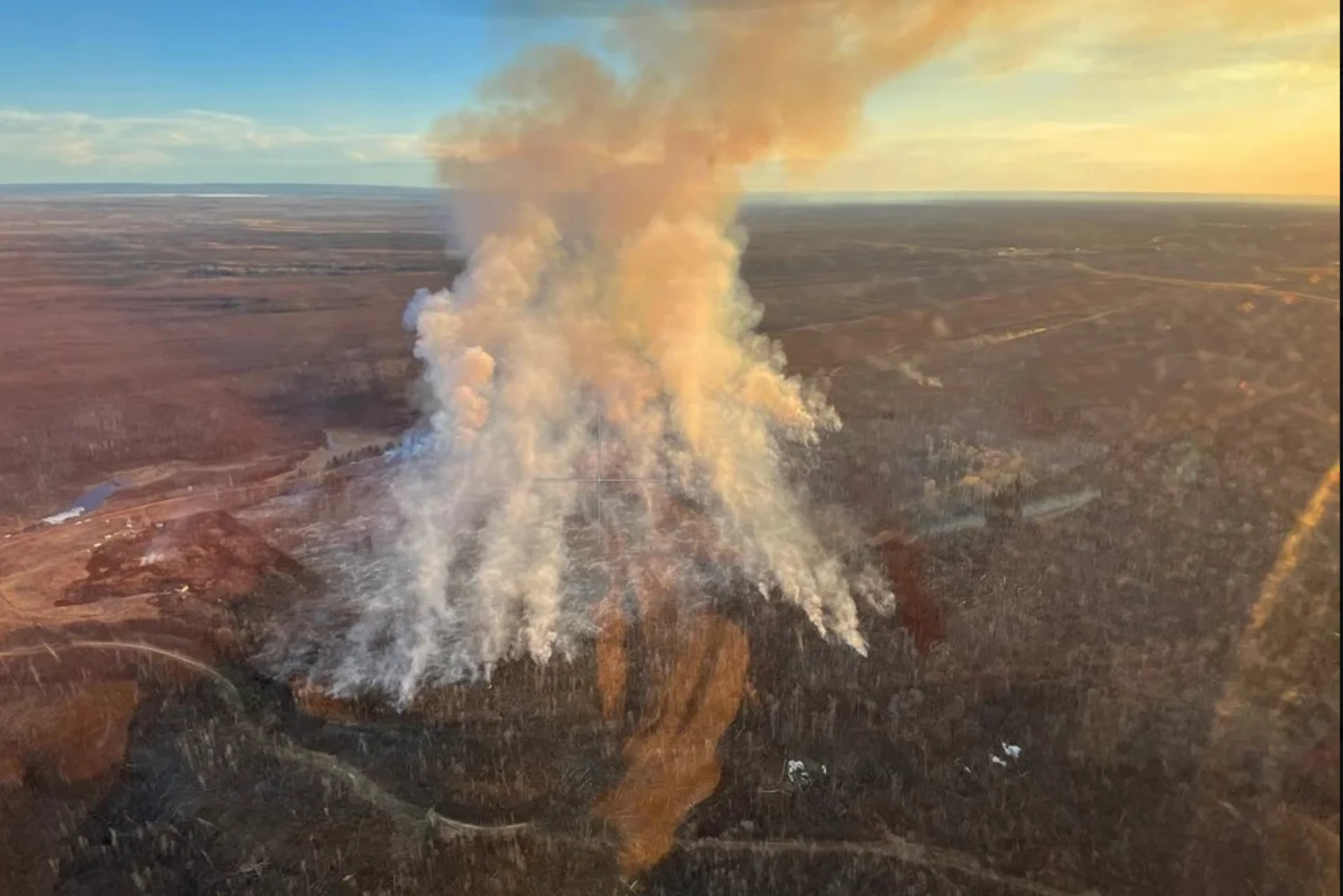 Alberta Wildfire - Public Domain - This wildfire is located approximately 4.5 km east of Saprae Creek Estates. April 23, 2024. Twitter: https://twitter.com/AlbertaWildfire/status/1782458055462092862