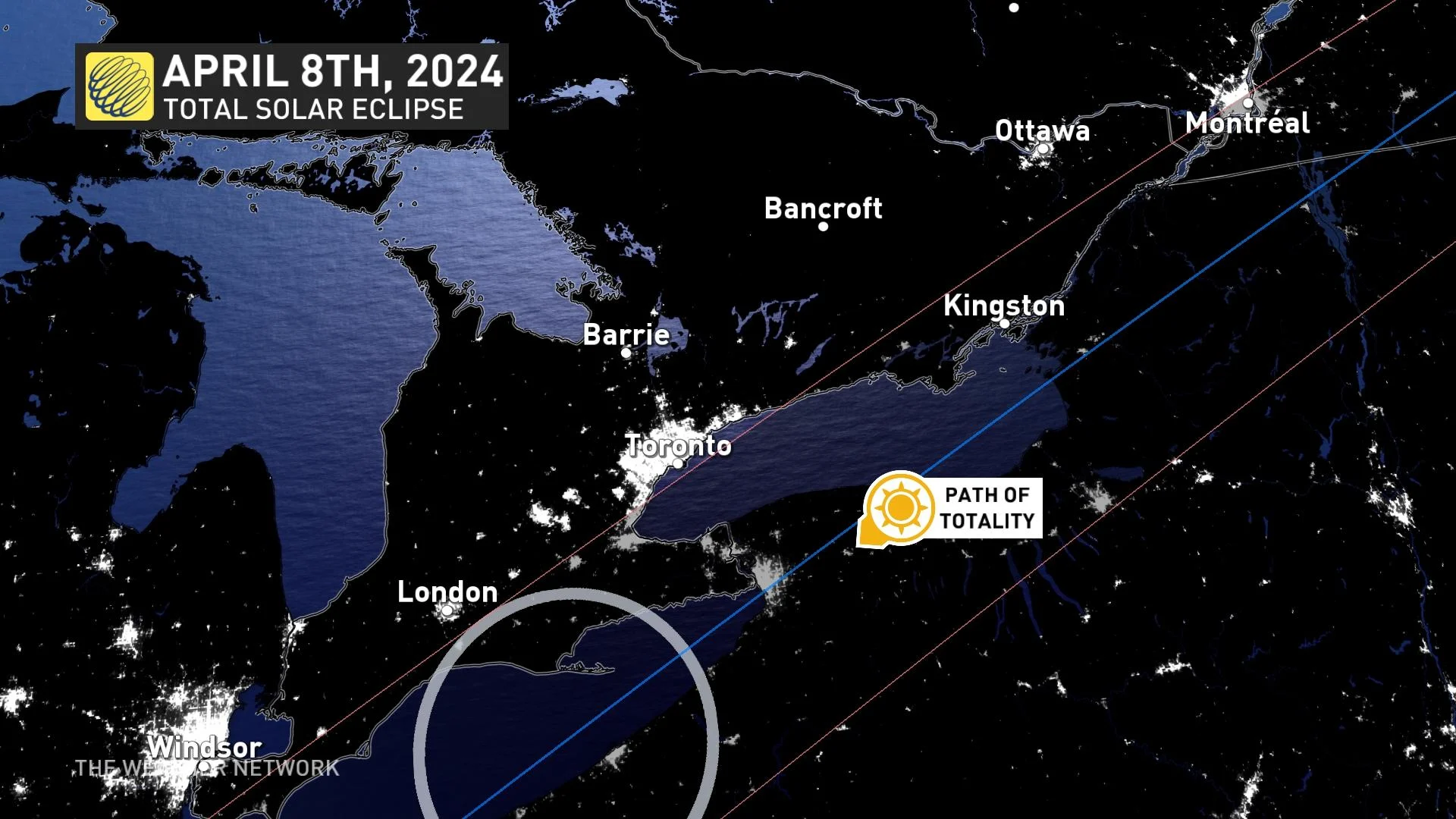 April 8 2024 Total Solar Eclipse Path Ontario Quebec (Baron)
