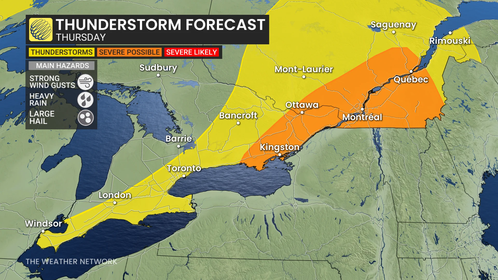 Baron - Ontario Quebec thunderstorm risk - July9