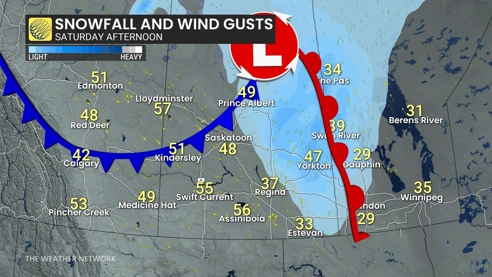 Prairies precipitation Saturday afternoon