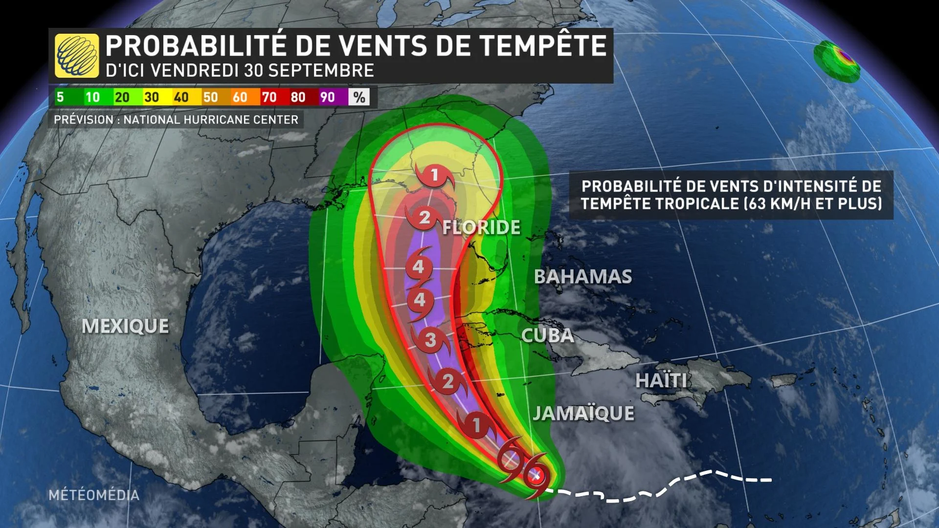 Ian probabilité de vent tempète