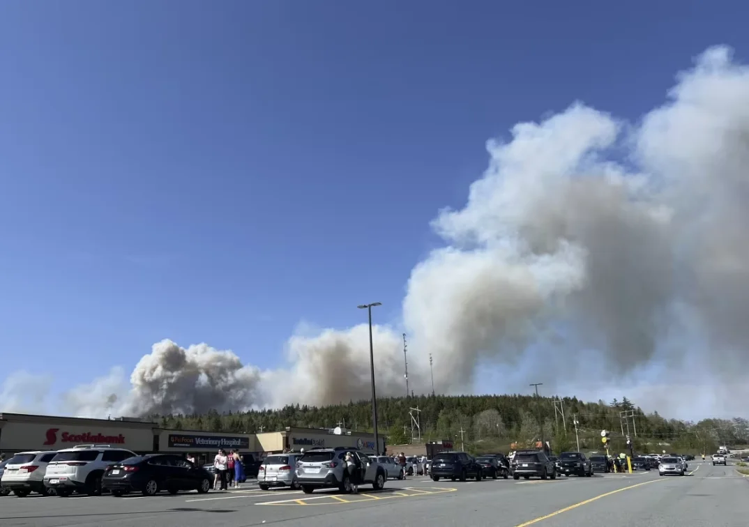 CBC: A photo taken Sunday shows smoke from fire in the area. (Dave Irish/CBC)