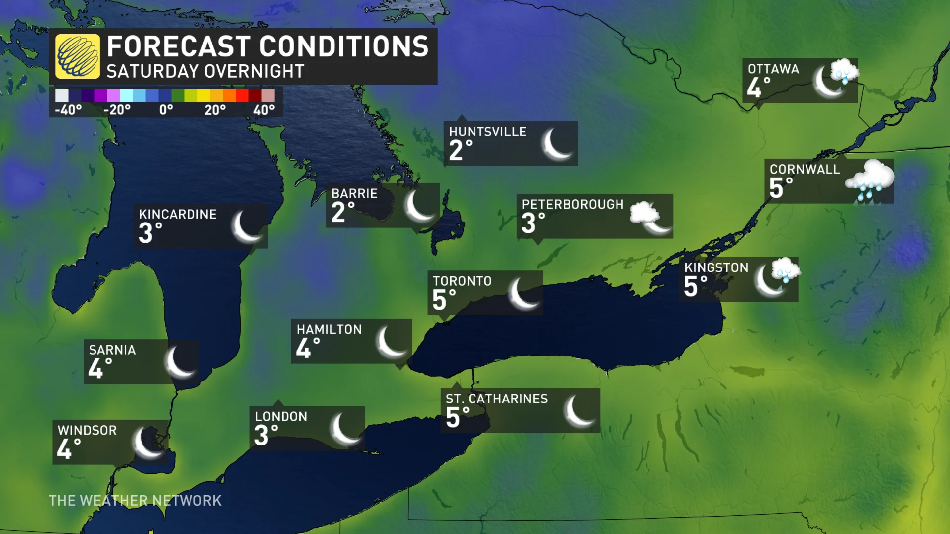 Baron - Saturday overnight temperatures in southern Ontario - April 23