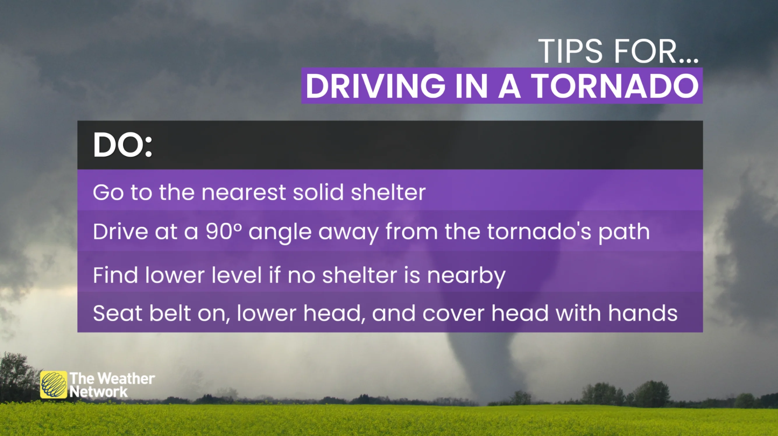 Explainer: Driving Tornado Safety Tips , what to do when a tornado warning is issued while you're driving 