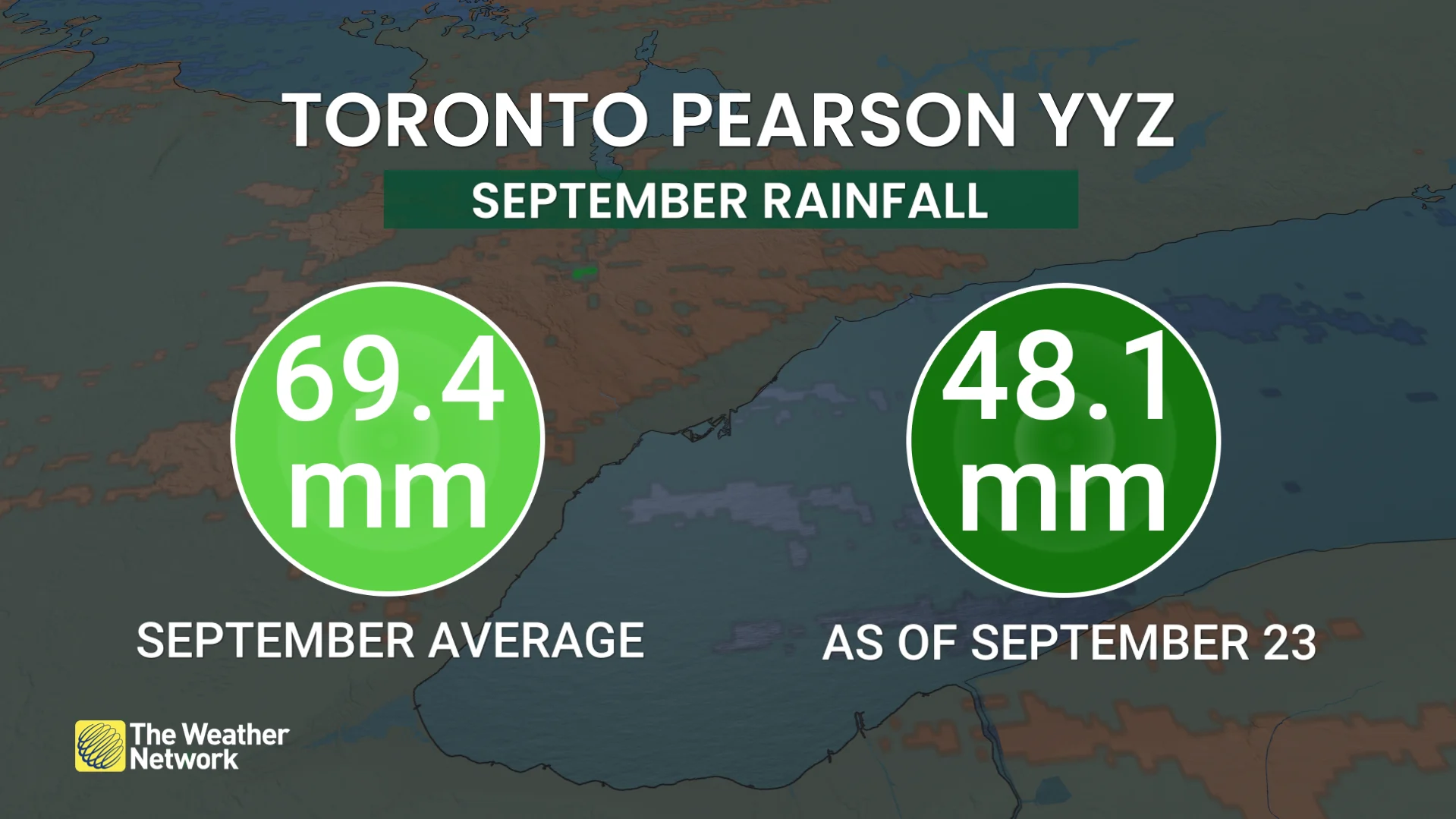 Toronto Pearson airport September 2026 rainfall