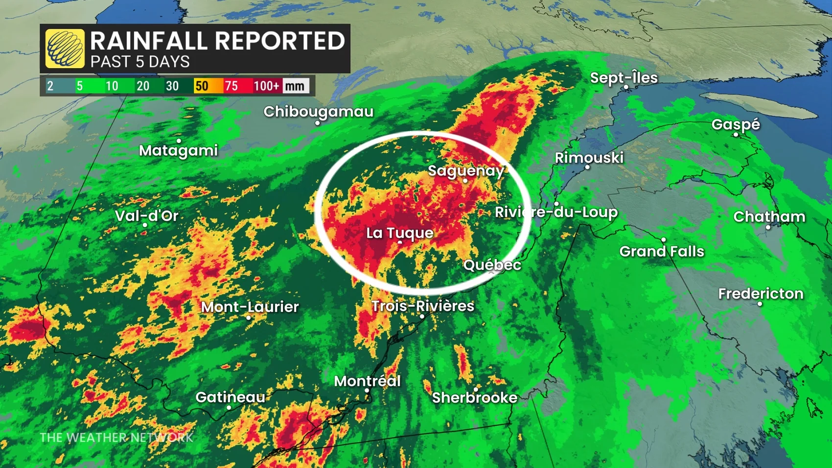 Quebec Rainfall Reported