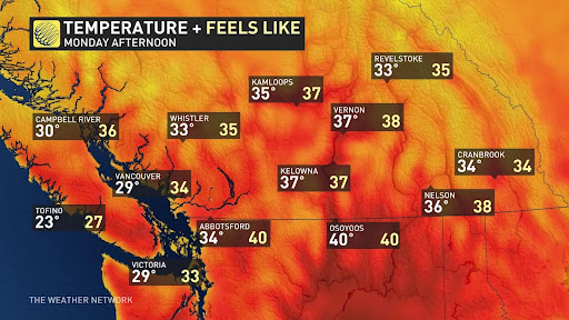 Monday Temperatures