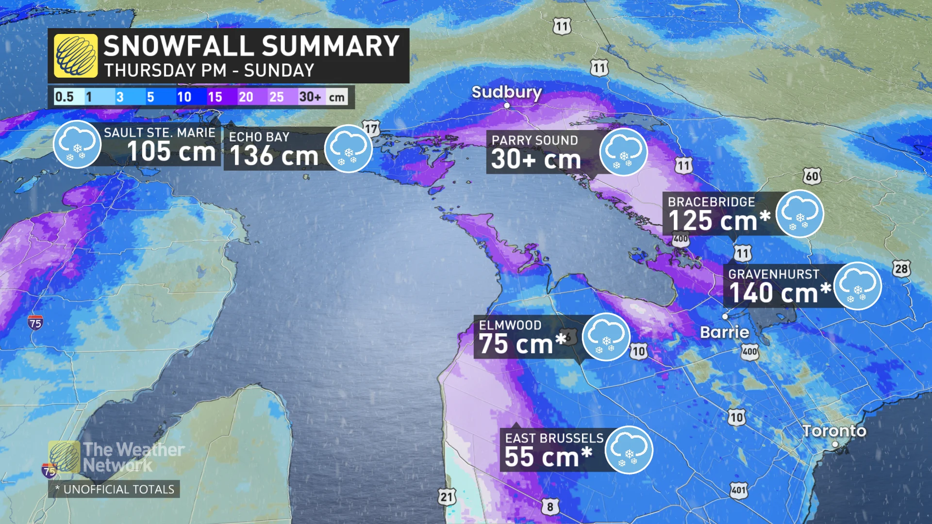 Baron - northern Ontario snow summary - Dec5