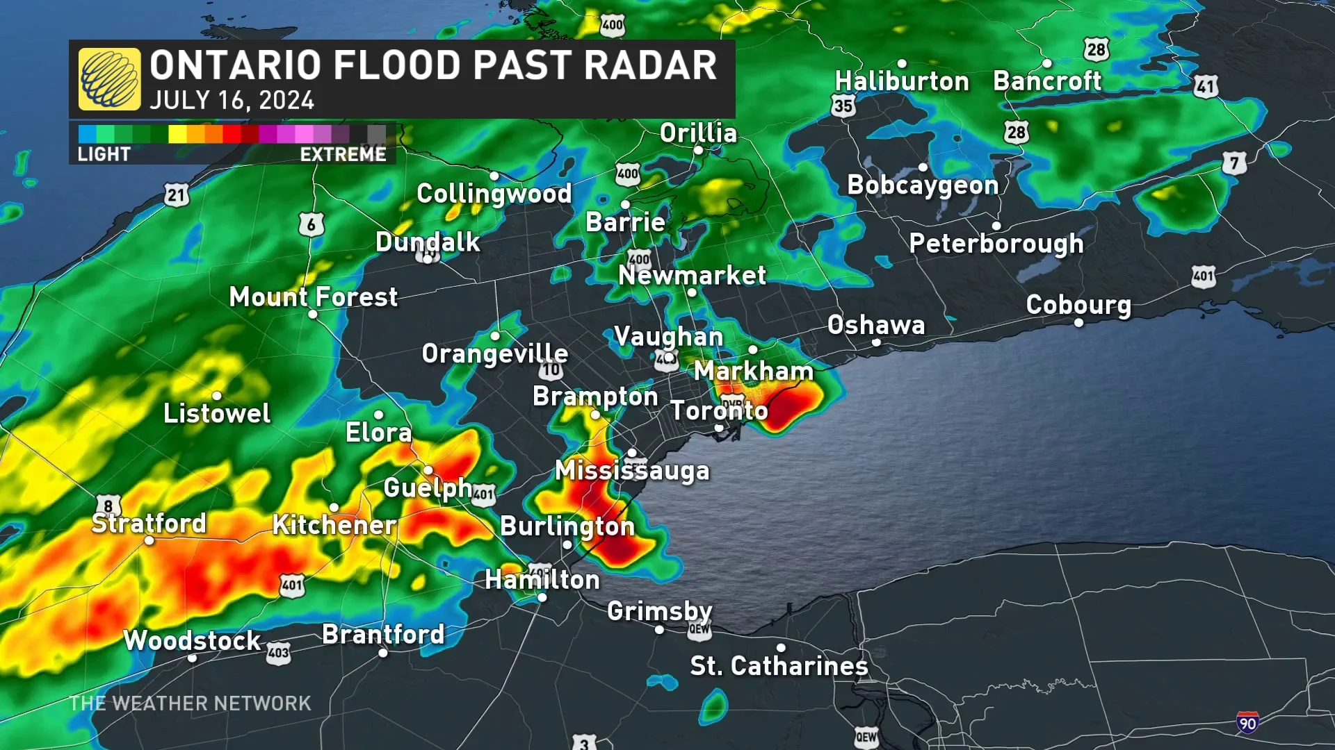 Baron _Ontario precipitation timing Tuesday radar