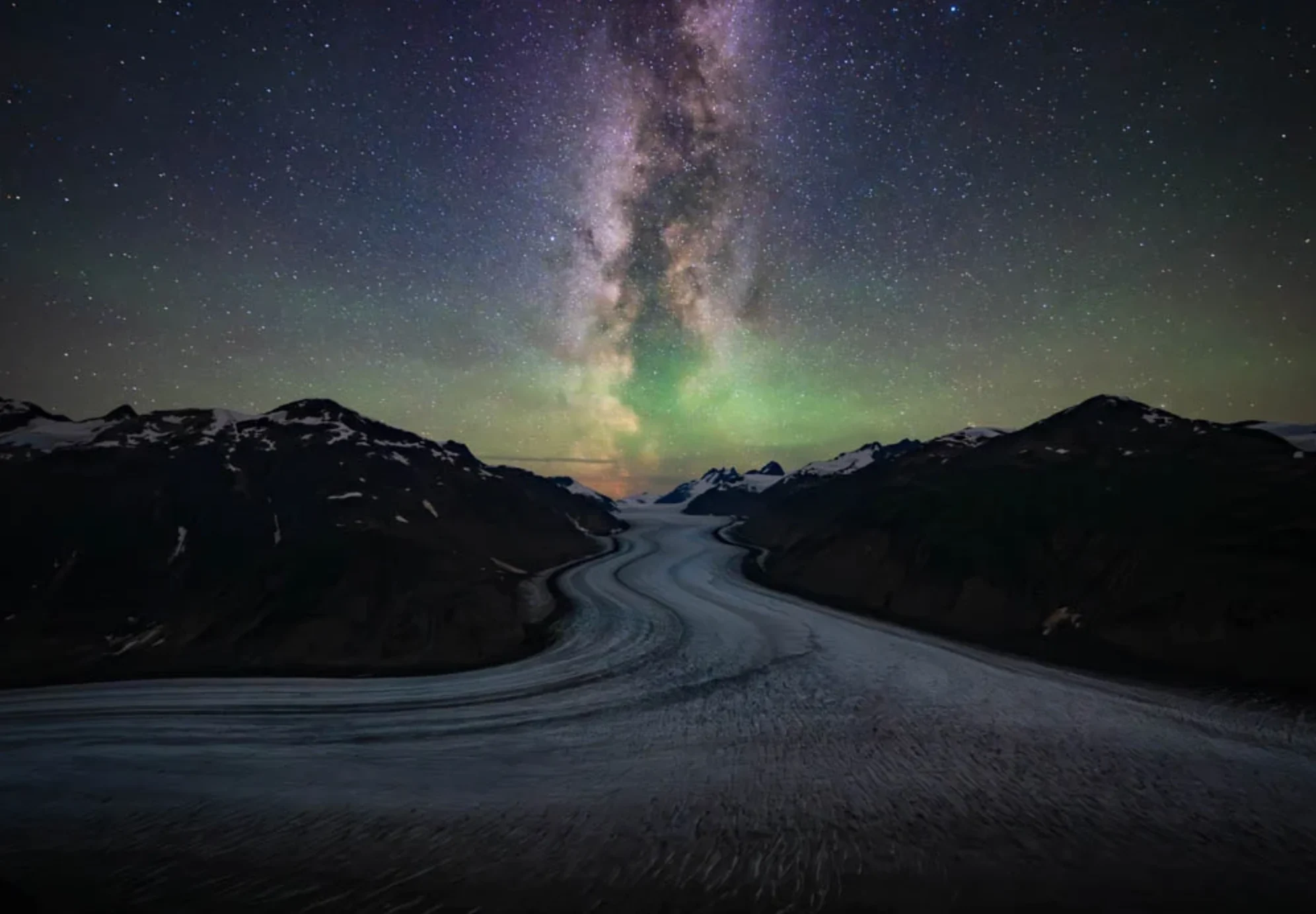 No Re-use: Runner up - Canadian Geographic - Runner-up: Shane Turgeon  The Milky Way sets over the Salmon Glacier near Stewart, B.C.