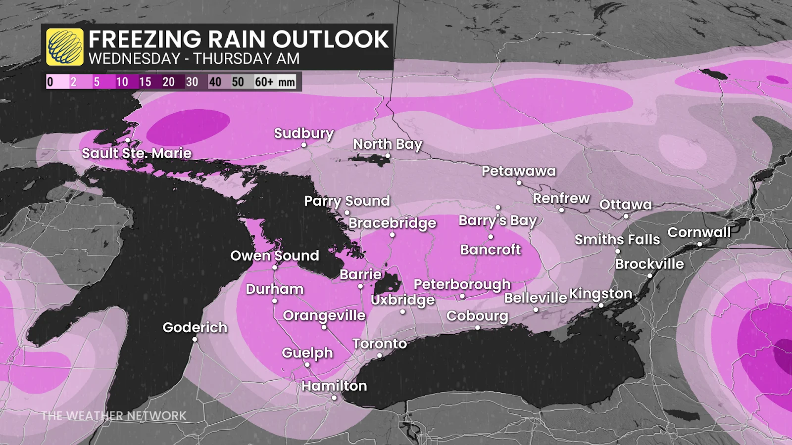 Ontario Wednesday-Thursday forecast freezing rain outlook - March 31, 2025