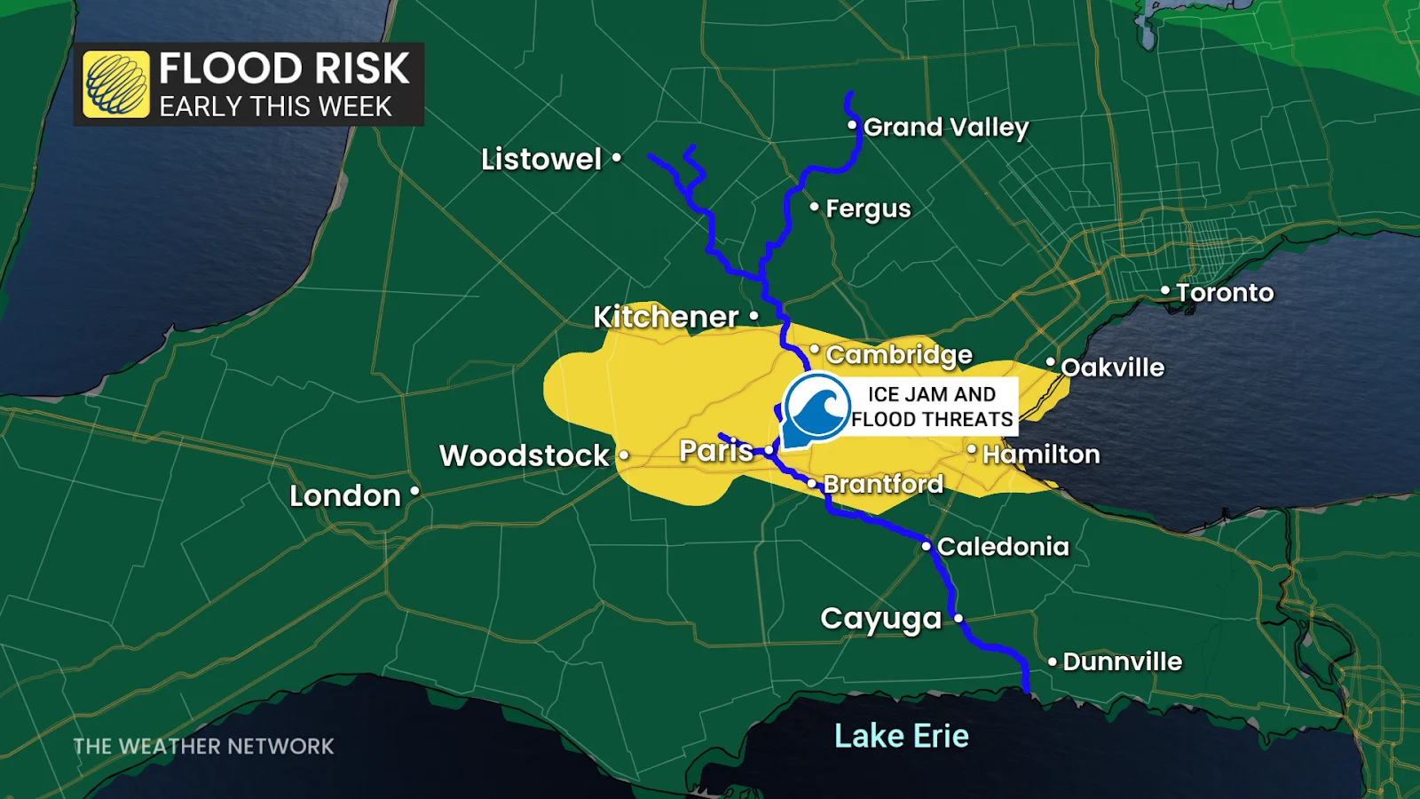 Southern Ontario watershed flooding risk - Dec. 28, 2025