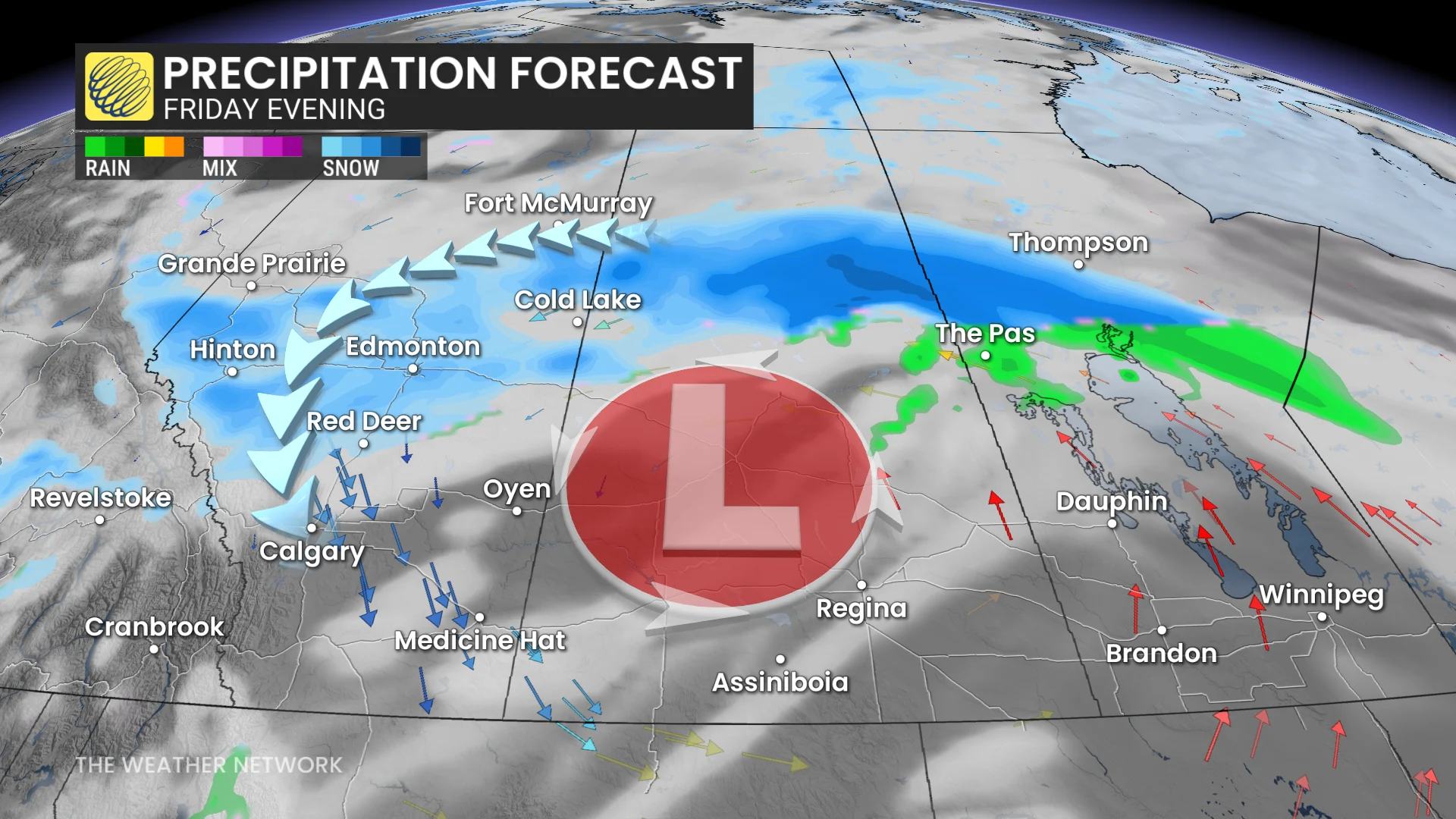 Baron - Alberta precipitation Friday evening - Oct 6
