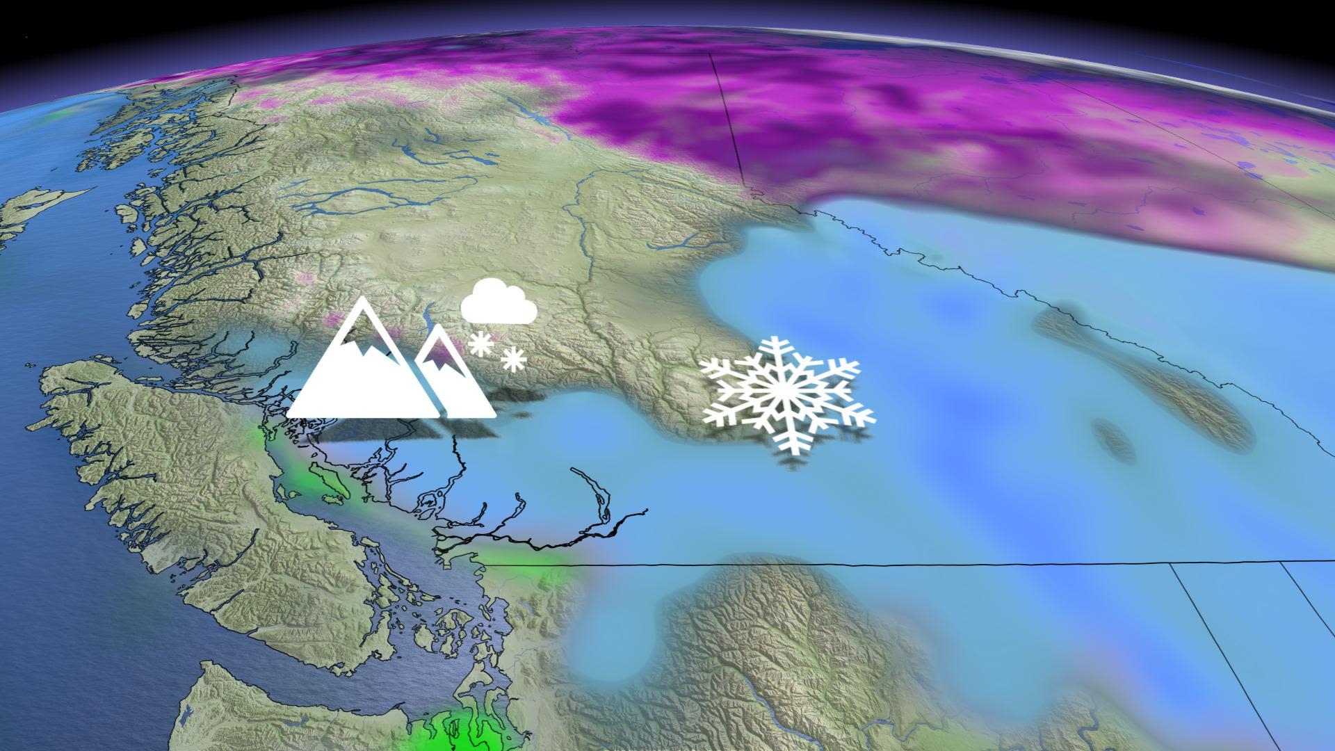 B.C.: Snow, falling freezing levels a headache to start the weekend ...