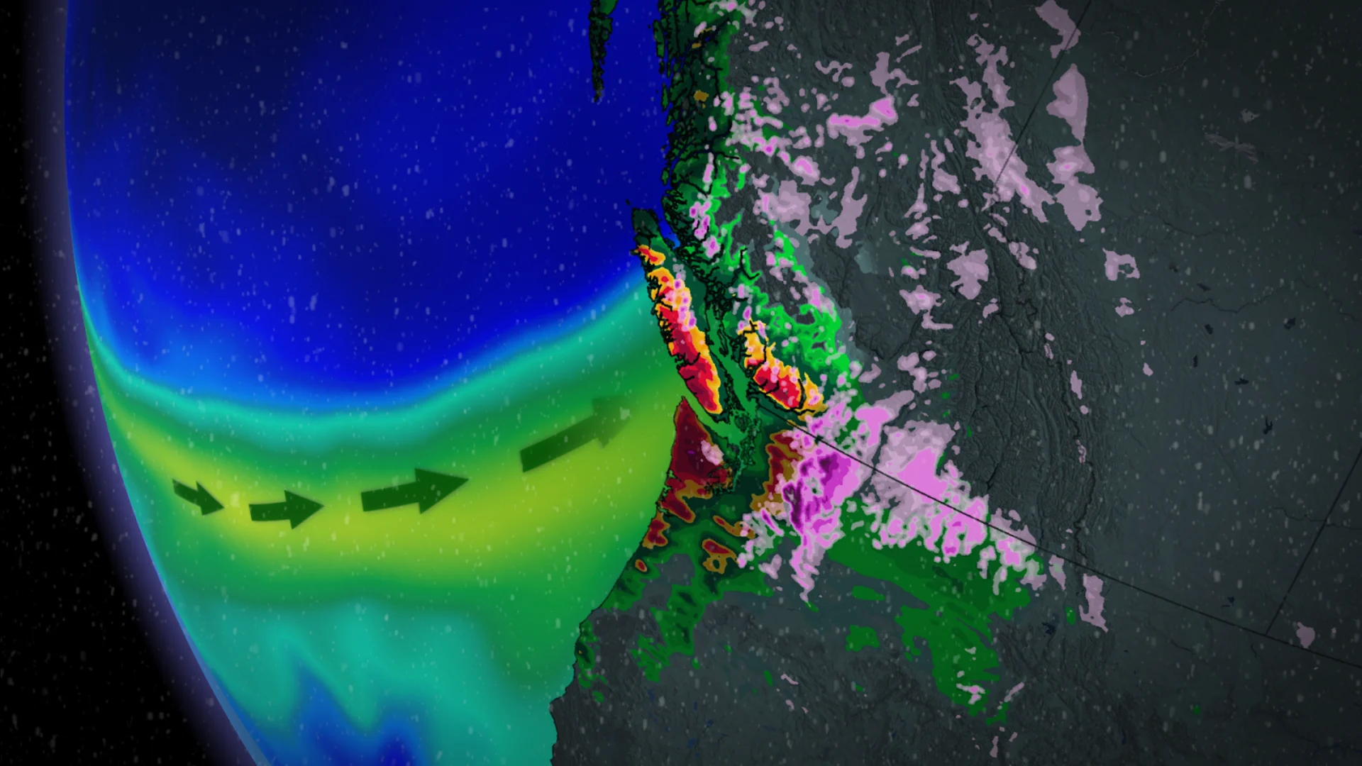 Atmospheric river brings slog of heavy rain to B.C., risks flood in The Weather Network