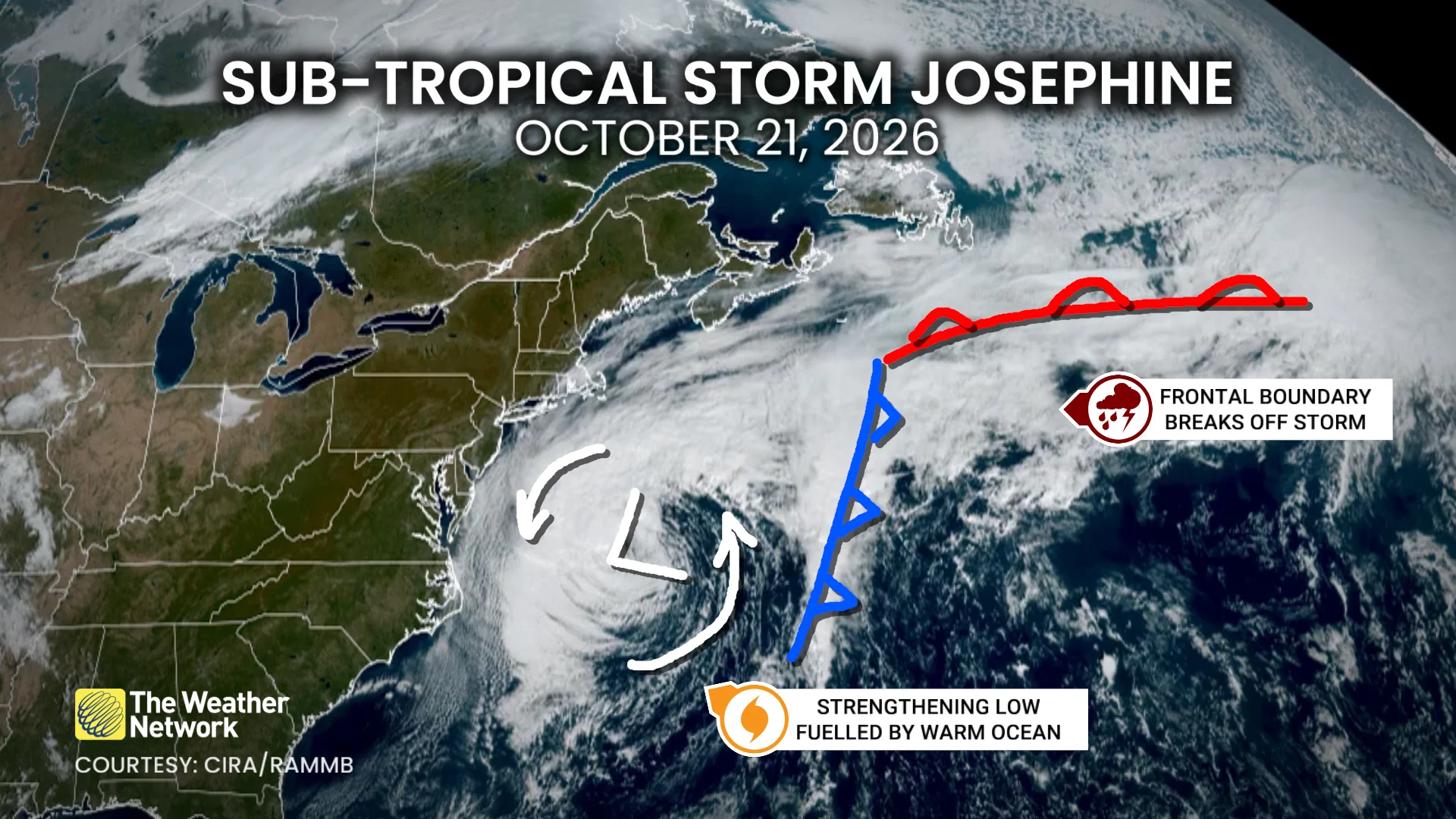 Subtropical Storm Josephine status Oct. 21, 2026